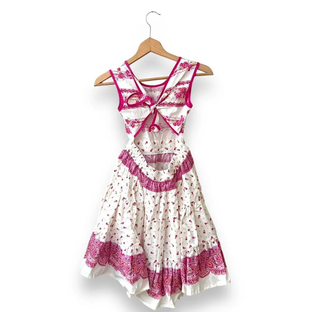Marat Avignon Sleeveless Tie Back Floral Tulip Paisley High Low Dress 12 Girls